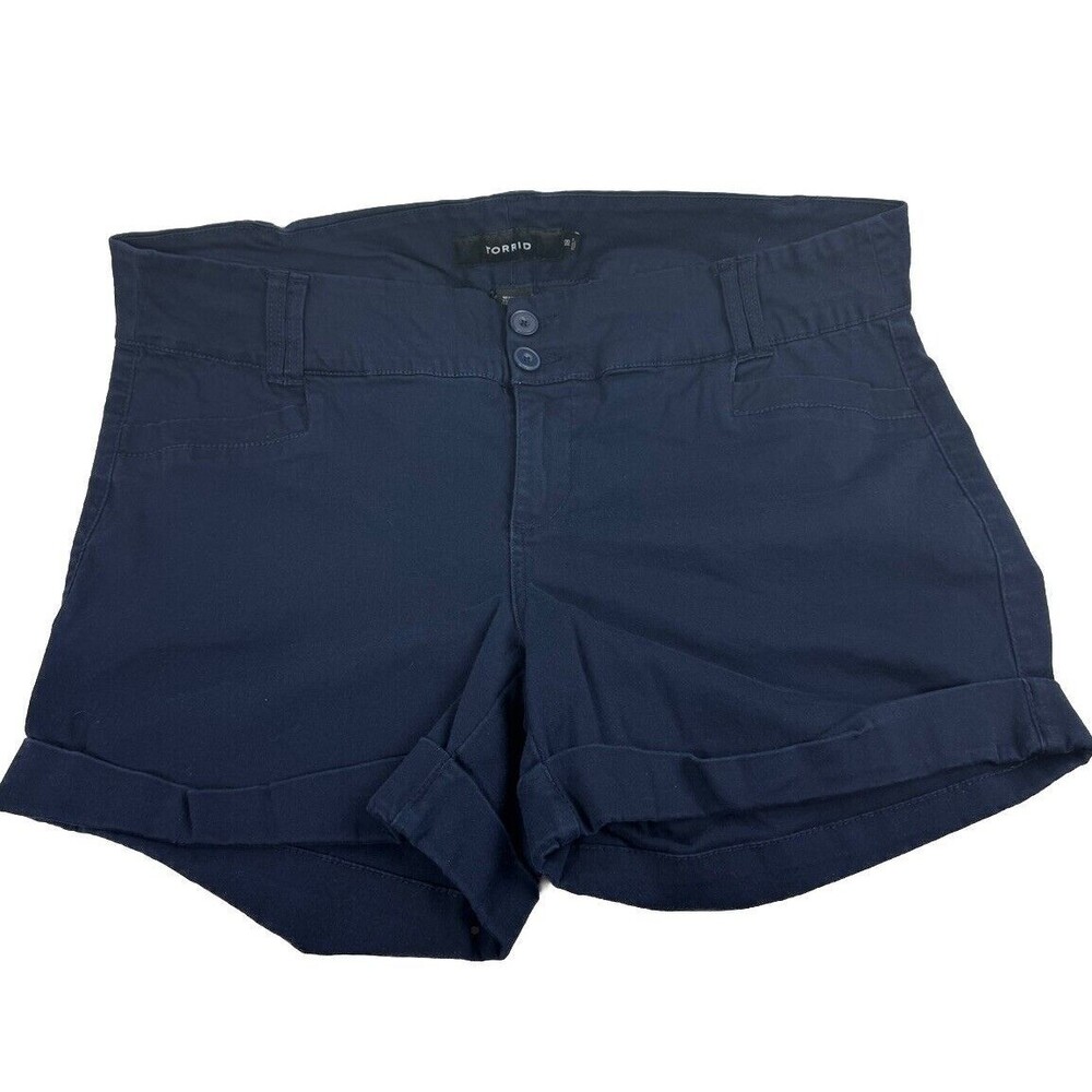 Torrid Chino Shorts Cuffed Casual Stretch Comfort Women’s Size 18 Navy Blue